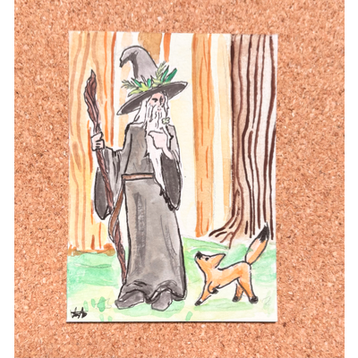 The Wizard and the Creature aceo art card thumbnail 1