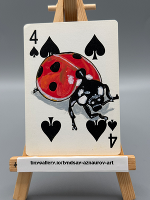 Lady Bug Original ACEO by Lyndsay Aznaurov aceo art card thumbnail 1