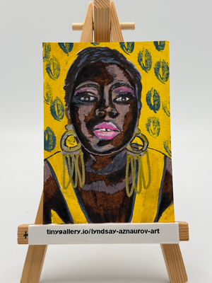 Yellow aceo art card thumbnail 1