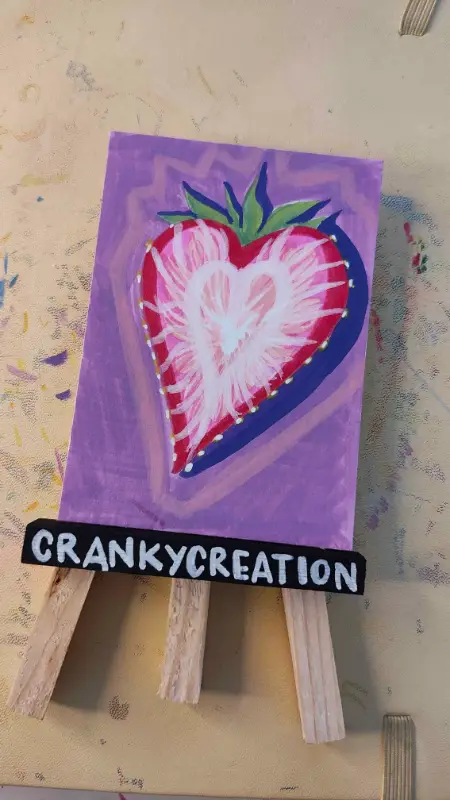 For the Love of Strawberries aceo art card