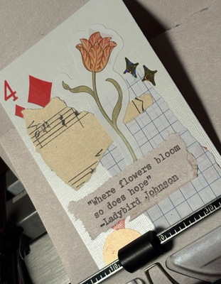 Quote Card #276 by Mazerzine collage ladybird Johnson floral card aceo art card thumbnail 2