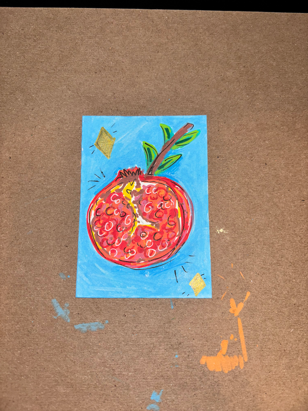 Abstract Pomegranate aceo art card