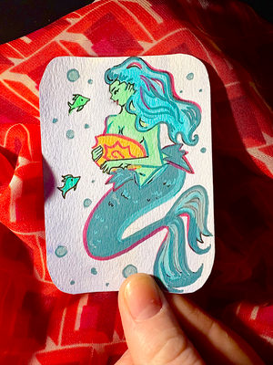 Sea Maiden aceo art card thumbnail 2