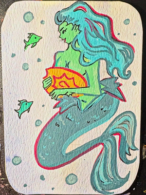 Sea Maiden aceo art card thumbnail 3