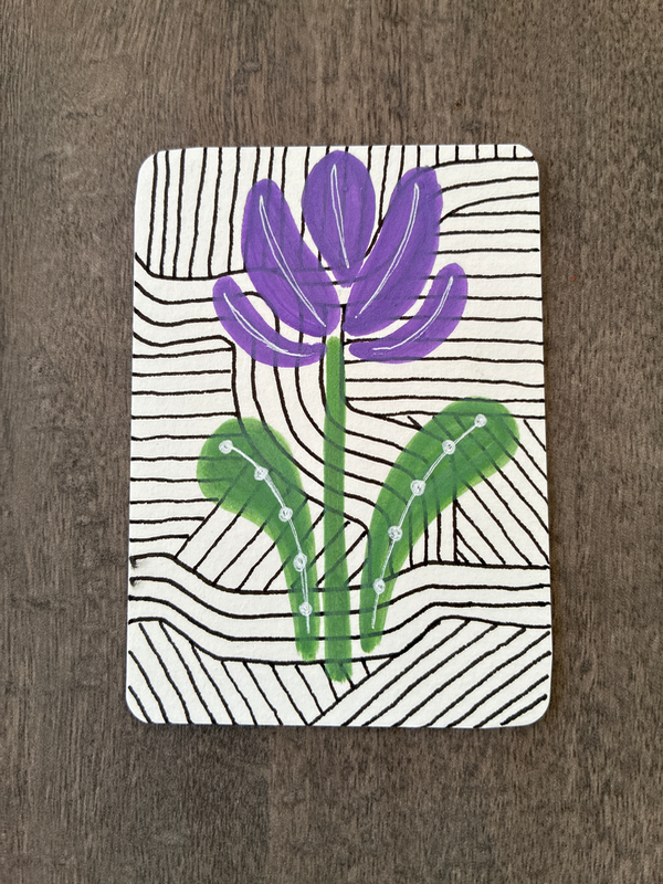 Purple Flower aceo art card