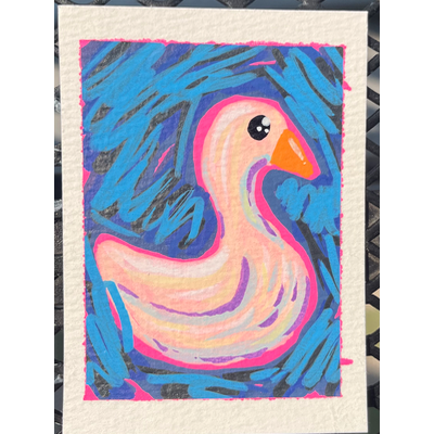 Goose Gal aceo art card thumbnail 2