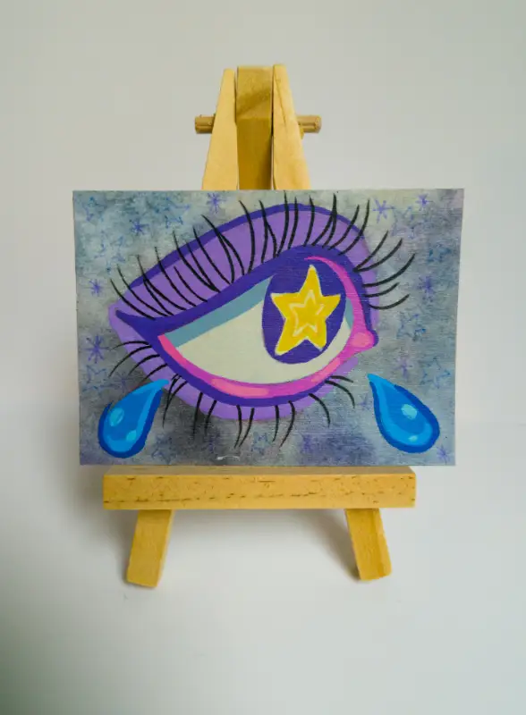 Sad Stary Eye aceo art card