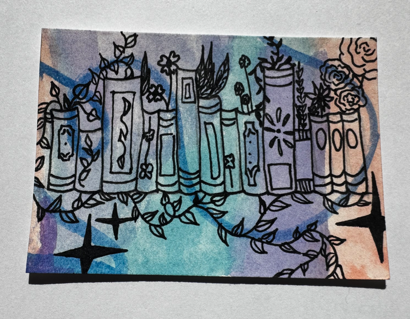 Book Garden aceo art card