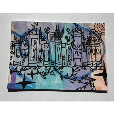 Book Garden aceo art card thumbnail 1