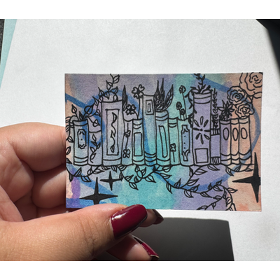 Book Garden aceo art card thumbnail 2