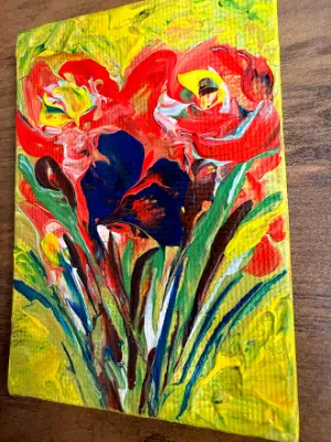 Wildflowers Original ACEO – Impasto Palette‑Knife on Archival Canvas Panel aceo art card thumbnail 2