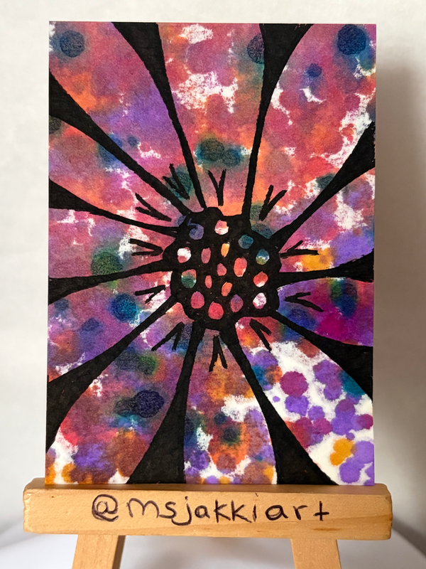 Tie Dye Flower aceo art card