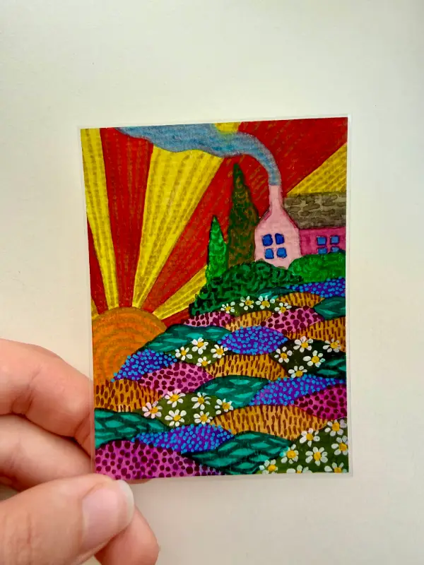 Morning at the Meadow aceo art card