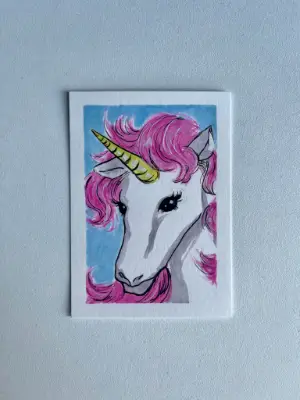 Unicorn aceo art card thumbnail 2