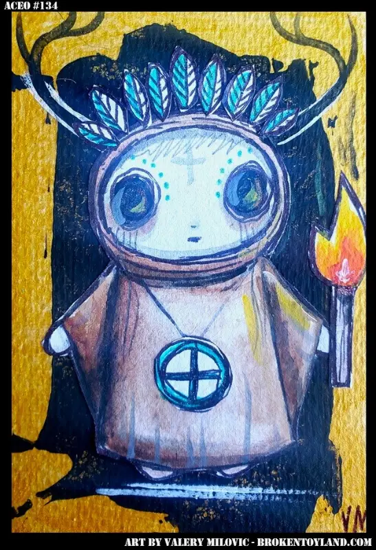Broken Toyland ACEO ATC ooak originals number 134 aceo art card