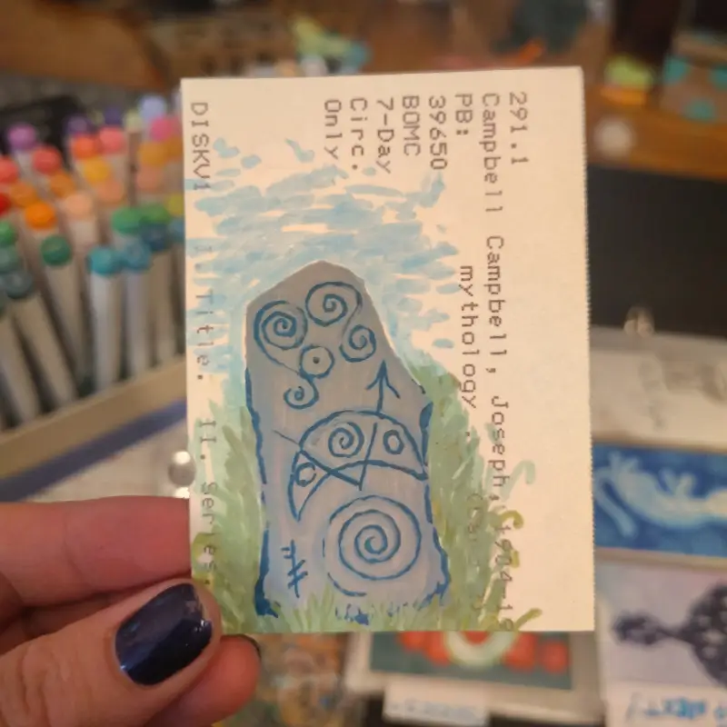 Druid Stone on Library Index Card aceo art card