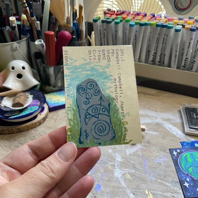 Druid Stone on Library Index Card aceo art card