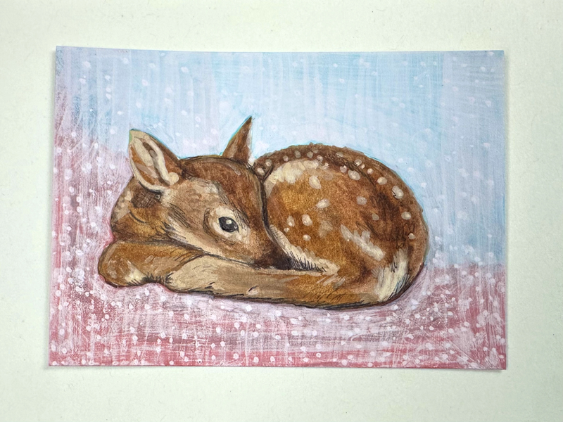 Baby Deer aceo art card