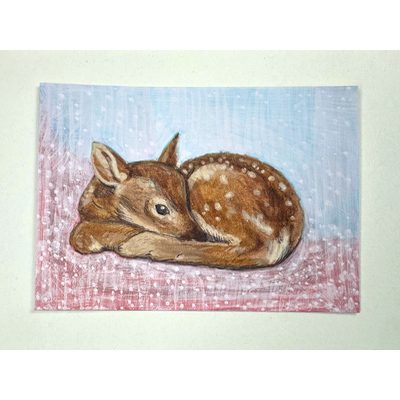 Baby Deer aceo art card thumbnail 1