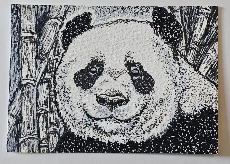 Happy Panda aceo art card