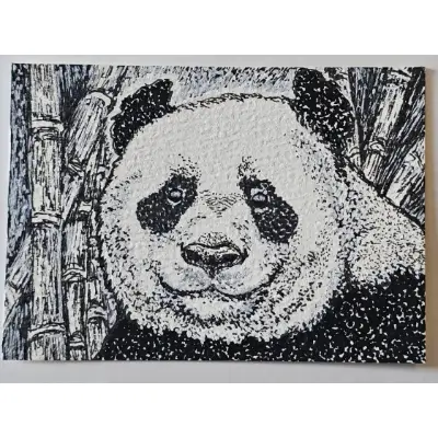 Happy Panda aceo art card thumbnail 1