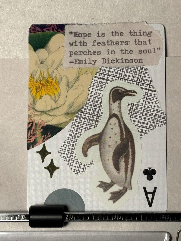 Birds & Bees #6 by Mazerzine penguin Emily Dickinson quote aceo art card