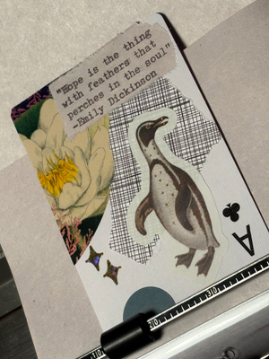Birds & Bees #6 by Mazerzine penguin Emily Dickinson quote aceo art card thumbnail 2