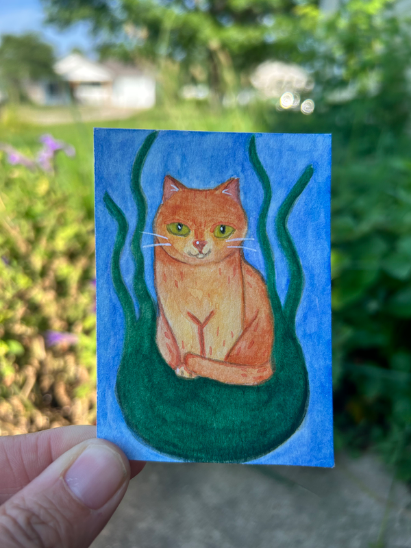 Orange Kitty aceo art card