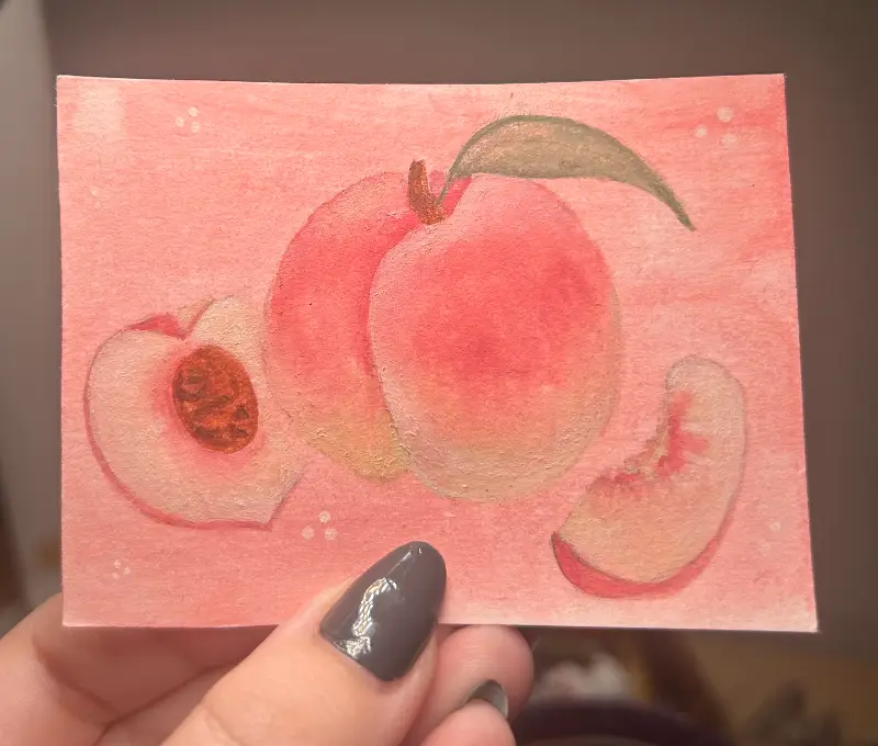 Pink Peaches aceo art card