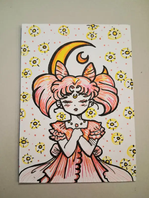 The Little Moon - Chibiusa, Chibimoon Princess of Sailor Moon aceo art card