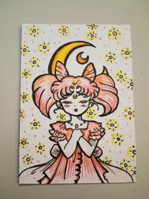 The Little Moon - Chibiusa, Chibimoon Princess of Sailor Moon aceo art card thumbnail 1