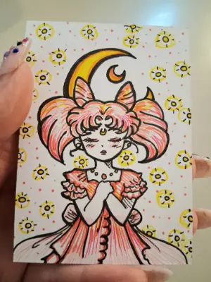 The Little Moon - Chibiusa, Chibimoon Princess of Sailor Moon aceo art card thumbnail 4