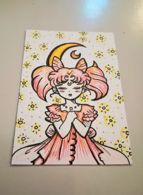 The Little Moon - Chibiusa, Chibimoon Princess of Sailor Moon aceo art card thumbnail 2