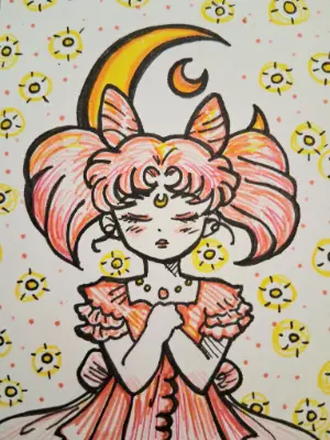 The Little Moon - Chibiusa, Chibimoon Princess of Sailor Moon aceo art card thumbnail 3