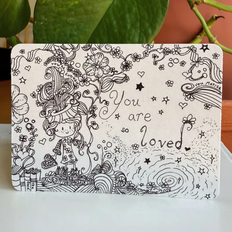 You Are So Loved 💫 Whimsical Ink ACEO, Origin Batch aceo art card