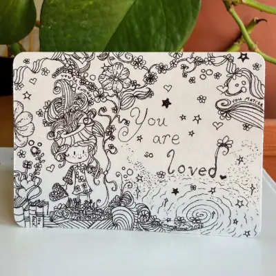 You Are So Loved 💫 Whimsical Ink ACEO, Origin Batch aceo art card thumbnail 1