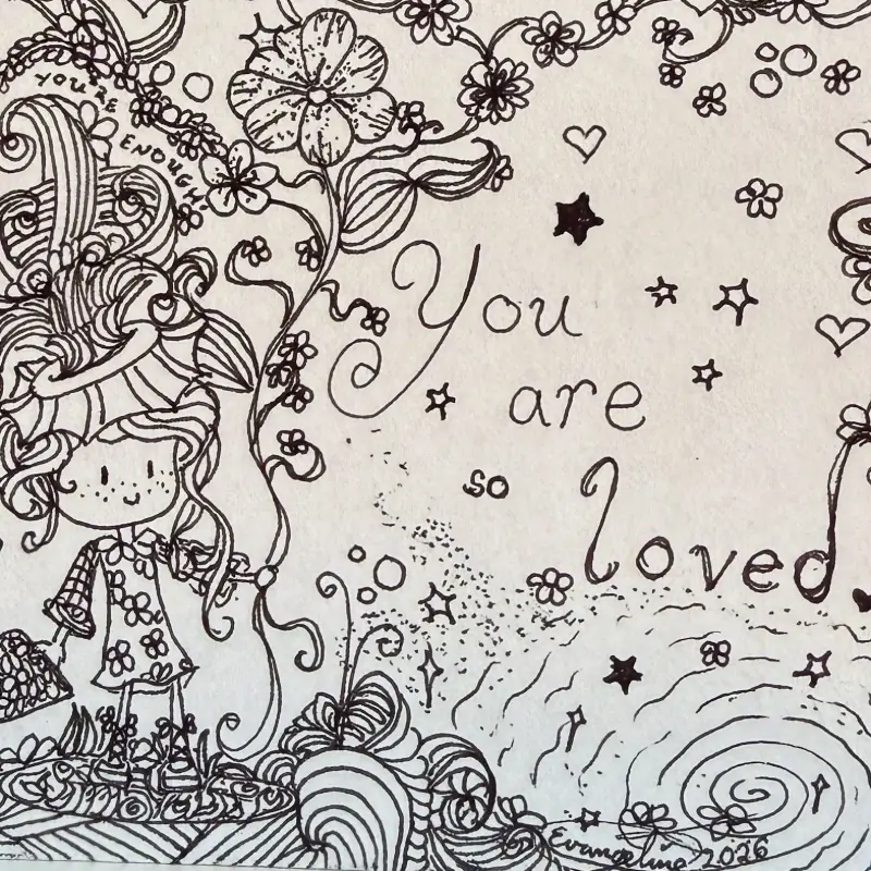 You Are So Loved 💫 Whimsical Ink ACEO, Origin Batch aceo art card