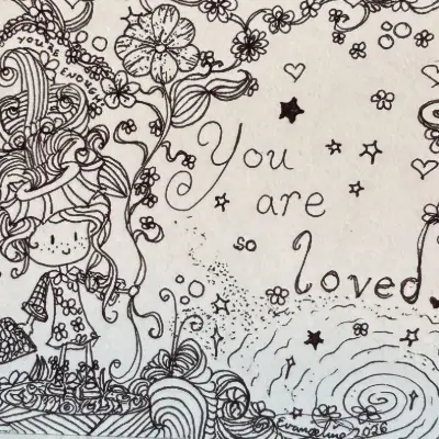 You Are So Loved 💫 Whimsical Ink ACEO, Origin Batch aceo art card thumbnail 2