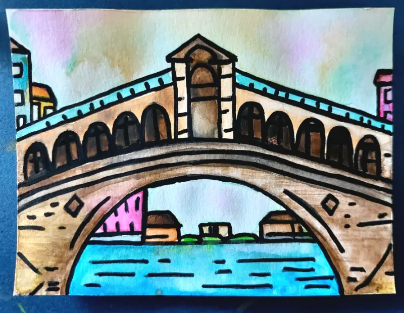 Bridges of Venice aceo art card