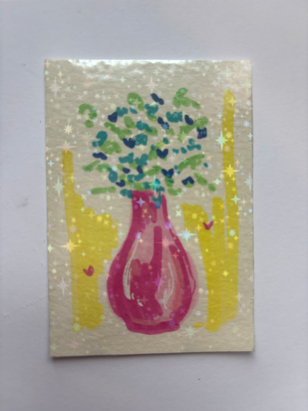 “Colorful flowers” Flowers in a Vase aceo art card