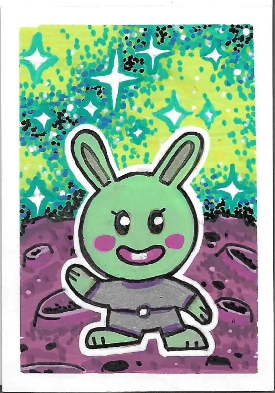 Space Bunny aceo art card