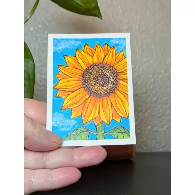 Sunflower #2 aceo art card thumbnail 2