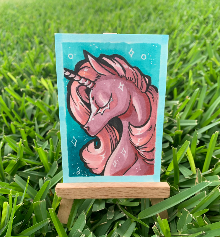 Sparkle Unicorn aceo art card