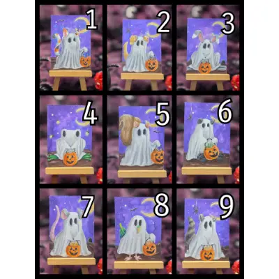 Critter Treats Series Part 4 of 9, Halloween Spooky Cute Frog Ghost aceo art card thumbnail 2