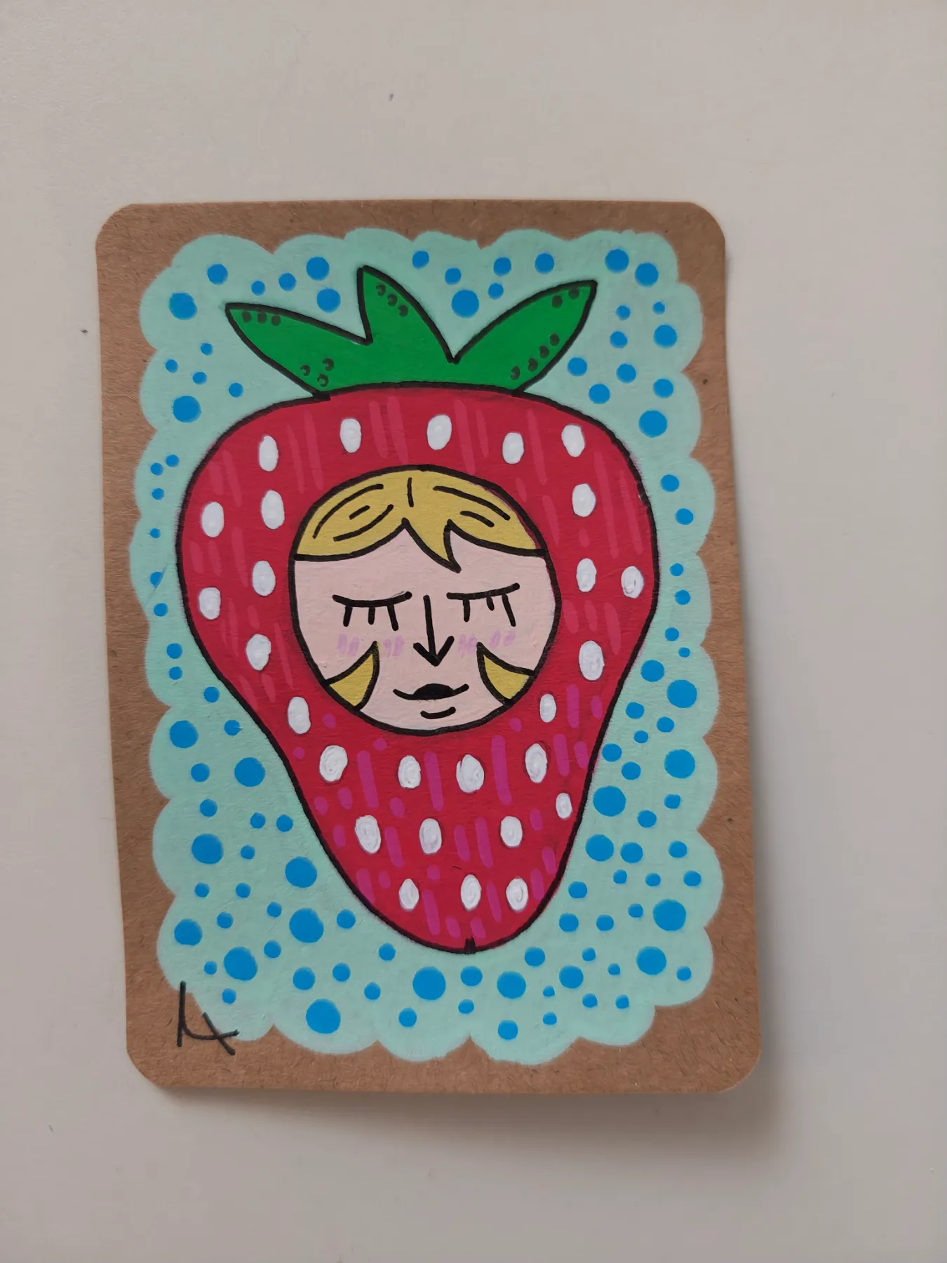 Strawberry Girl aceo art card