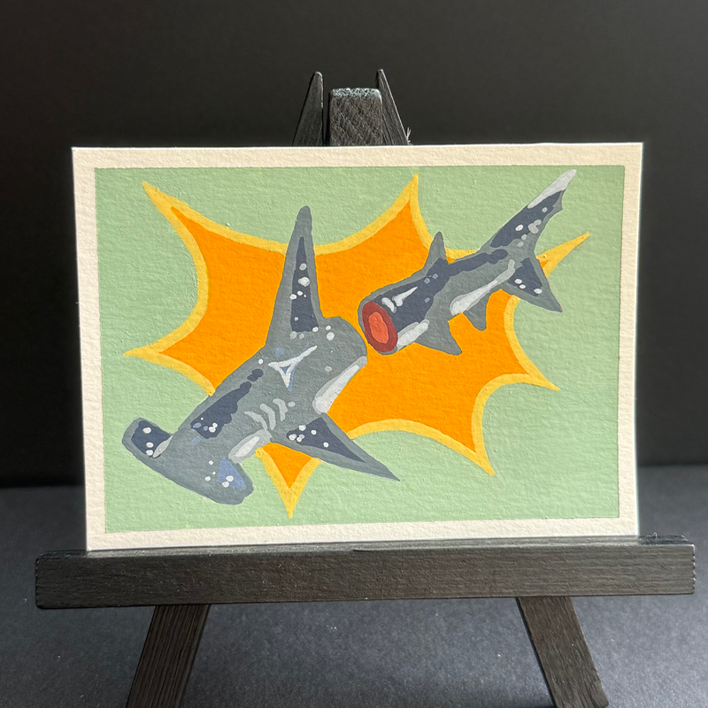 split shark aceo art card