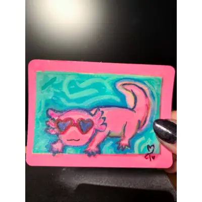Cool Axolotl aceo art card thumbnail 2