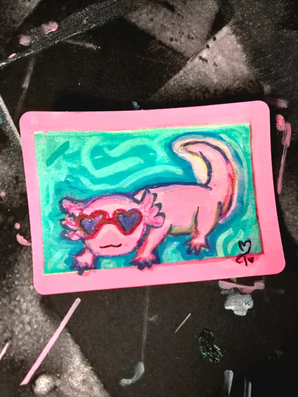 Cool Axolotl aceo art card
