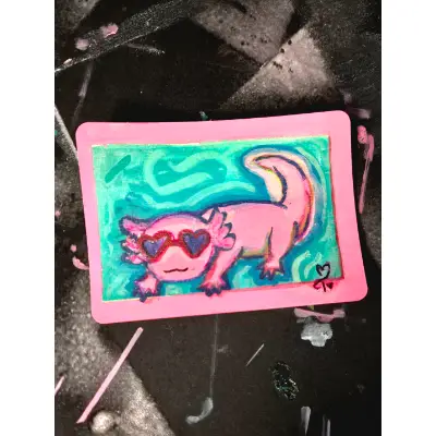 Cool Axolotl aceo art card thumbnail 1