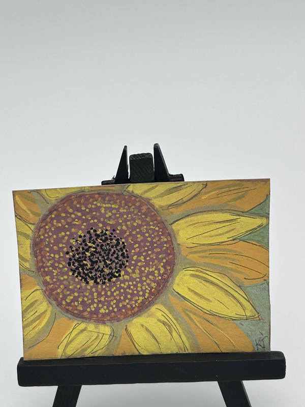 Golden Reclaimed — Original Mini Sunflower Art by TrueBloomsArt aceo art card